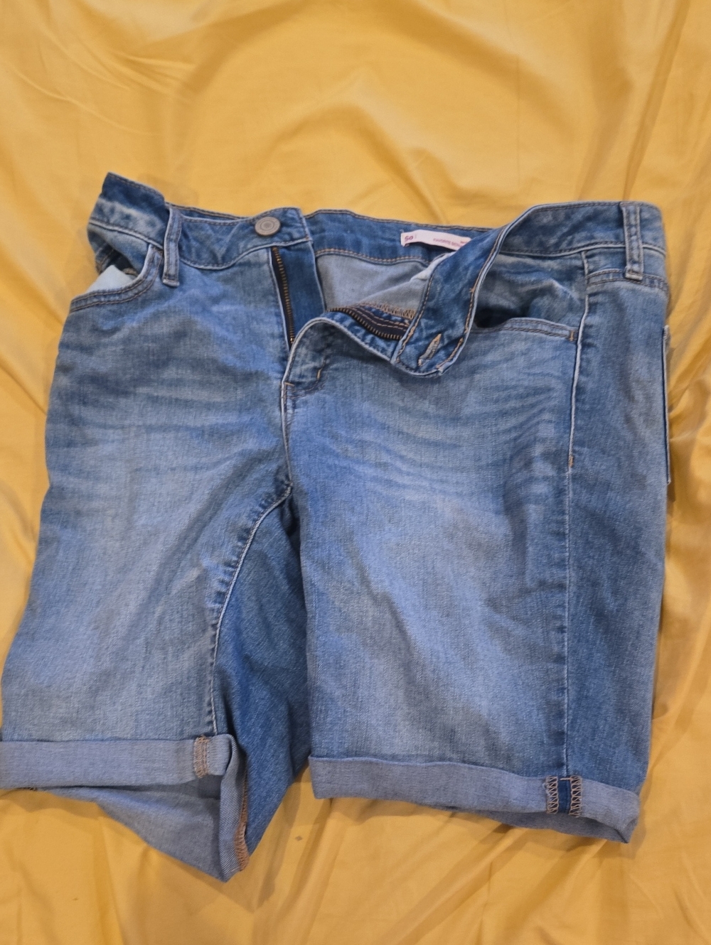 SO Women's Low Rise Light Blue Denim Roll-Cuff Shorts